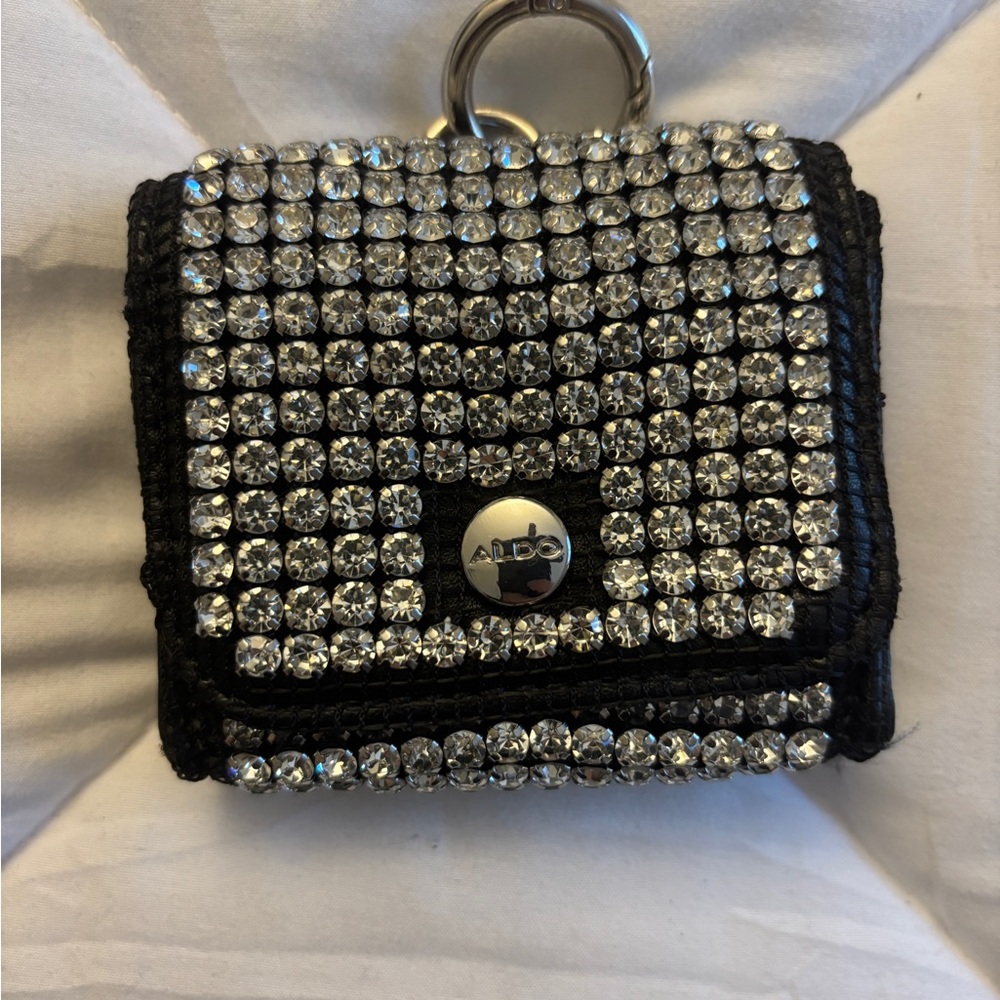 Aldo Black and Silver Rhinestone Keychain Pouch